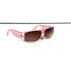 Vintage pink/clear striped plastic sunglasses/striped wide band sun glasses